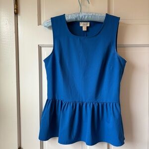 LOFT Women's Vibrant Blue Sleeveless Peplum Blouse Size XS